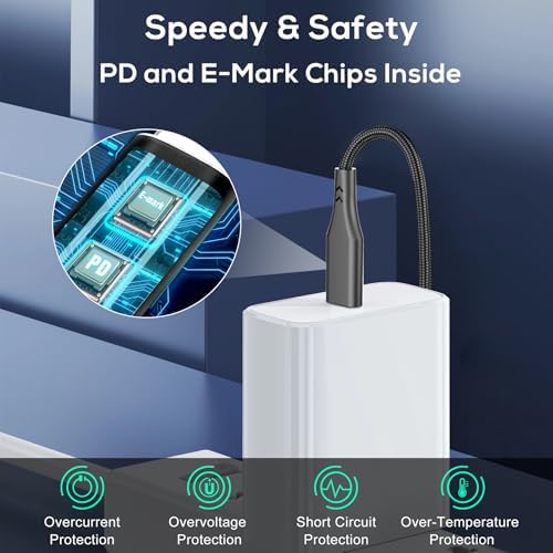 Universal 100 W USB-C to DC Power Charging Cable Kit – 10 Interchangeable Power Plugs for Fast Charging Compatibility with Sony, Toshiba, Dell, HP, and More – Lightweight, Durable Design for Effortless Home and Travel Use – Ideal for Devices with 5.5 x 2.1 mm Barrel Jack – High-Speed Power Delivery with E-Mark Intelligence Chips for Optimal Performance – Versatile Application for Laptops, Printers, Routers, and Projectors – 6 Feet Length for Convenient Connectivity – Tangle-Free Braided Nylon Design for Enhanced Durability and Long Lifespan