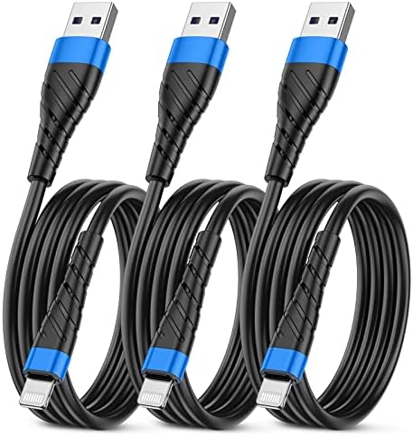 MFi Certified 6 Ft Lightning Charging Cable for i Phone – 3 Pack Fast Charging USB Cord, Durable Design for Enhanced Compatibility with i Phone 12/11/XS/Max/XR/X/8/8 P/7 P/6 & i Pad – Seamless Power-Up Experience