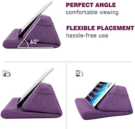 Mo Ko Tablet Pillow Stand – Premium Soft Support for Tablets Up to 11 Inches, Ideal for i Pad 10.2″ (8 th Gen), i Pad Air 4/3, i Pad Pro 11/10.5/9.7, Mini 5/4, Galaxy Tab S6/S7 11″ – Luxurious Hands-Free Viewing Solution in Chic Purple for Ultimate Relaxation and Versatile Use