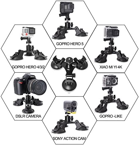 Ultra-Stable Heavy-Duty 100 mm Suction Cup Camera Mount – Dual Adjustable Ball Heads for i Phone, Go Pro, Insta360 & More – Secure Windshield Holder for Dash Cams and Smartphones (1.5 kg Load Limit) – Ideal for Adventure Filming and Daily Commutes