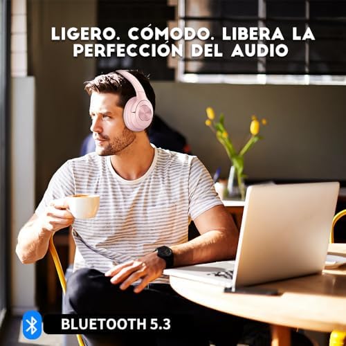 Stylish Pink Over-Ear Bluetooth Headphones with 65 Hours Playtime – Immerse Yourself in Deep Bass Stereo Sound, Ultra-Portable Foldable Design, Perfect for Travel, Gaming, and Movie Lovers