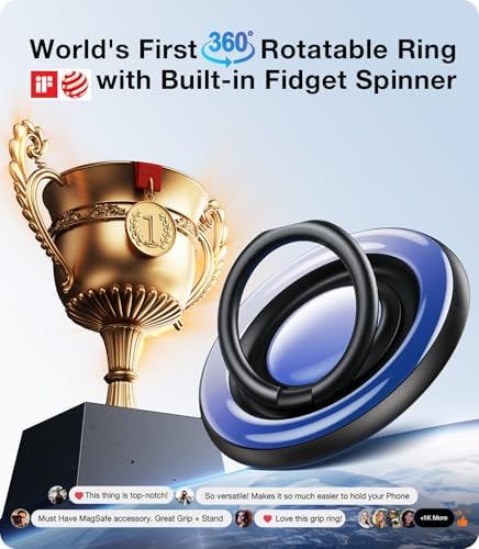 Transform Your Mobile Experience with the TORRAS 360° Fidget Spinner Magnetic Phone Grip Ring Holder – Ultimate Kickstand & Secure Grip for i Phone 16/15/14/13/12 Pro/Max, Samsung Galaxy, & Google Devices, Chic Purple Design, Enhanced Compatibility for Effortless Use