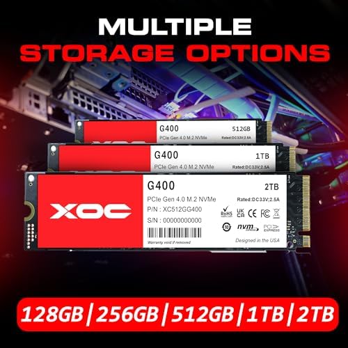 XOC G400 512 GB NVMe Gen4 SSD – Ultra-Fast 5200 MB/s Read Speed for Unmatched Gaming & Content Editing Performance – M.2 PCIe 4.0 Internal Drive with Enhanced Compatibility & Superior Thermal Management