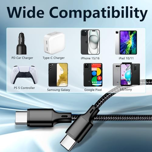 Ultimate USB A to USB C Charger Cable Set – 5 Pack (3/3/6/6/10 ft) for Fast Charging & High-Speed Data Transfer | Compatible with i Phone 16/15, i Pad Pro/Air, Samsung, PS5 – Durable & Tangle-Free Design, Enhanced Performance for Everyday Use