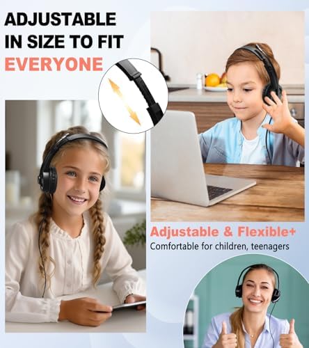 Premium Dual Pack Kids Classroom Headphones with Integrated Microphone – Robust 3.5 mm Wired Headset for Enhanced Educational Engagement on Laptops, Chromebooks, and PCs – Lightweight, Comfortable, and Ergonomically Designed for All-Day Use