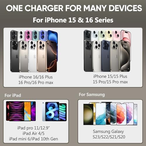 Ultimate 10 FT USB-C Fast Charging Kit for i Phone 16 and 15 – 20 W Power Adapter & Extra Long Cord for Rapid Charging of i Pads and Android Devices – Enhanced Compatibility and Durability for Everyday Use