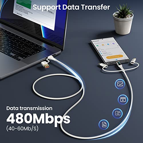 USAMS 100 W 6.6 FT 5 A USB C Multi Charging Cable – Versatile 5-in-1 Fast Charger with LED Display for Seamless Power Delivery to Laptops, Tablets, and Smartphones – Premium Durability and Enhanced Compatibility for Efficient Charging on the Go