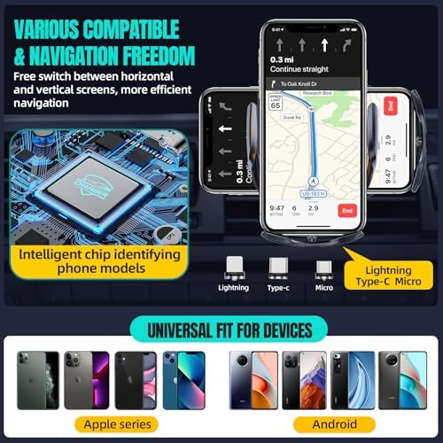 Max 15 W Fast Wireless Car Charger with Auto-Clamping Phone Holder – Qi-Certified Mount for i Phone 16/15/14/13/12 Pro Max & Samsung Galaxy S24/S23/S22/S21/S20/Note20 – Sleek Silver Design for Secure, Hands-Free Charging