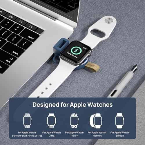 Portable Magnetic Wireless Charger for Apple Watch – Fast Charging i Watch Accessory for Ultra, Series 1-9, and SE – Travel-Friendly Cordless Design for Ultimate Convenience and Durability
