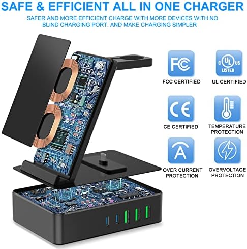 Power Up Your Workspace with the 100 W Aluminum Alloy 8-in-1 Wireless Charging Station – Fast USB-C Dock for i Phone, i Watch & Air Pods Pro – Sleek, Durable Design for Multi-Device Efficiency