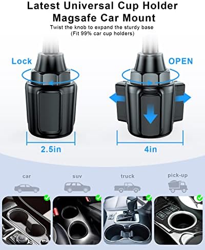 Revolutionize Your Driving Routine with the SUPERONE Mag Safe Car Cup Holder Phone Mount – Featuring 20 Ultra-Strong Magnets and an Adjustable Gooseneck for Ultimate Compatibility with i Phone 16, 15, 14, 13, 12 Series and All Smartphones – Experience Enhanced Stability, Easy Installation, and Hands-Free Navigation for a Safer Journey
