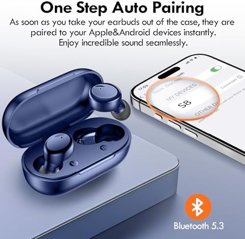 Lanteso Bluetooth 5.3 True Wireless Earbuds – Lightweight Sports Headphones with 48-Hour Playtime, Deep Bass Sound, Built-In Mic for Hands-Free Calls, Stylish Purple Finish for Active Lifestyles – Exceptional Comfort and Immersive Audio Quality