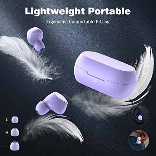 Elevate Your Audio Experience with Stylish Purple 5.2 Bluetooth True Wireless Earbuds – Seamlessly Compatible with Apple i Phone 16, 15 Pro Max & Samsung Galaxy S24 – Enhanced Touch Control for Effortless Playback, Noise Cancellation for Immersive Sound, and Built-in Microphone for Clear Hands-Free Calls – Perfect for On-the-Go Listening, Workouts, and Daily Routines