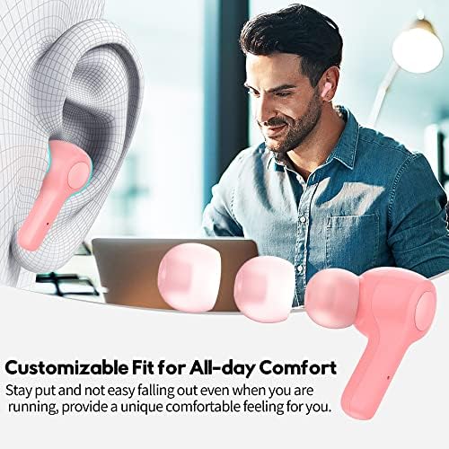 Elevate Your Sound with MOZOTER Bluetooth 5.3 Wireless Earbuds – Deep Bass & Crystal Clear Calls, 4-Microphone Noise Cancelling Technology, Lightweight Design for Ultimate Comfort, Wireless Charging Case – Perfect for i Phone and Android Users, Ideal for Workouts and Daily Adventures