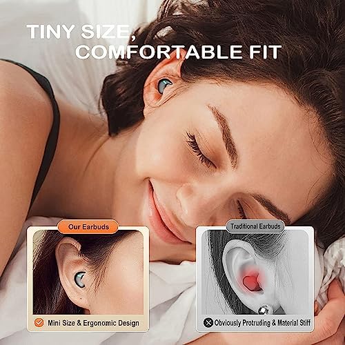 Revolutionize Your Sleep with Invisible Wireless Earbuds – IPX5 Waterproof Bluetooth 5.3 Headphones for Sensitive Sleepers, Ultra-Lightweight Design, Long Battery Life for Uninterrupted Comfort and Relaxation, Perfect for Meditation and Restful Nights