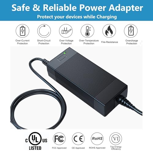 High-Efficiency 65 W AC/DC Power Adapter for BALDR Pioneer 300 & 500, Westinghouse i Gen300 – Ultimate Charging Solution for Portable Power Stations and Solar Generators, UL Certified for Rapid, Safe, and Dependable Energy Supply