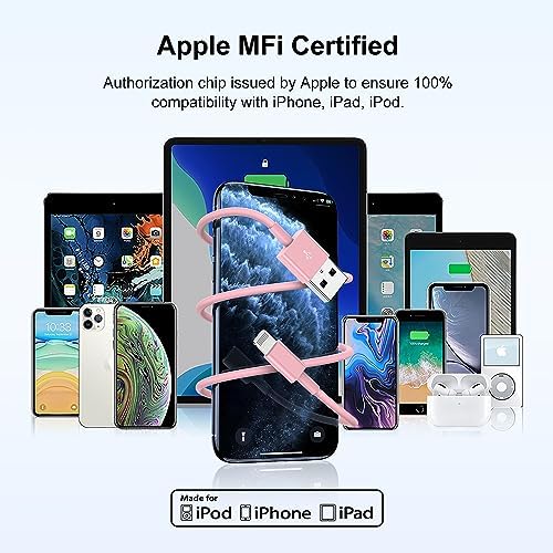 Premium 3-Pack Apple MFi Certified Lightning to USB Charging Cables – 3 ft Fast Charge Cords for i Phone 14 Pro Max, 13 Pro Max, 12 Mini, and More – Durable, High-Performance Design for Seamless Connectivity and Versatile Use at Home, Office, or On-the-Go