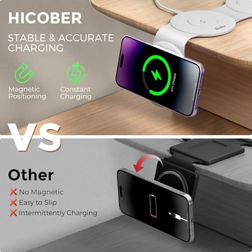 Hicober 3-in-1 Magnetic Wireless Charging Station for i Phone 15, Apple Watch, and Air Pods – Ultra-Fast 18 W Portable Travel Charger with Foldable Design for i Phone 16, 14, 13, 12 Pro/Max/Plus – Optimal Compatibility and Sleek Aesthetics for Effortless Charging Experience