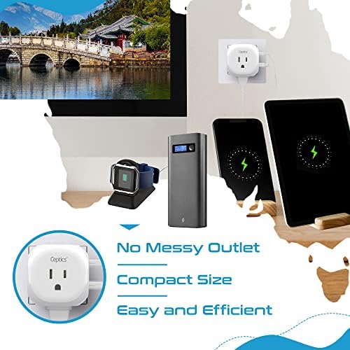 Ultra-Compact 5-in-1 Travel Power Adapter for India, Pakistan & More – Rapid Charge 3.1 Dual USB & USB-C Ports for Bangladesh & Maldives – Lightweight Design for Effortless Global Device Charging on Your Journeys