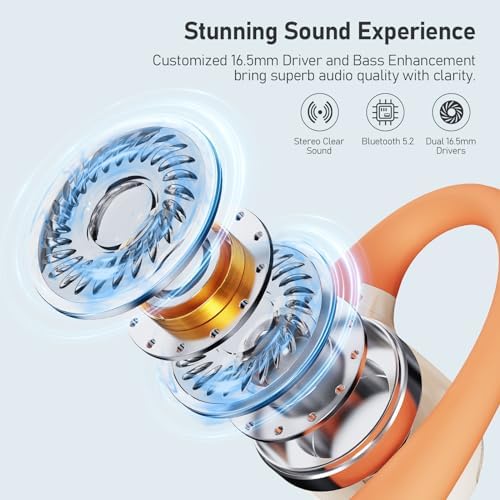 YMOO Open Ear Wireless Bluetooth 5.2 Headphones – Superior Comfort Sweatproof Air Conduction Earbuds, 34-Hour Playtime, Ultra-Low 40 ms Latency for Gamers and Fitness Enthusiasts, Impressive Hi-Fi Sound Quality, Lightweight and Secure Design for Ultimate Awareness (Black)