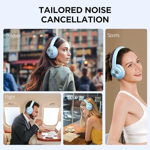 Elevate Your Sound Experience with FIO MOTUS Bluetooth Over-Ear Headphones – Unmatched 130-Hour Battery Life, Advanced Noise Cancellation, Custom EQ for Personalized Deep Bass, and High-Resolution Audio Quality – Perfect for Travelers and Home Office Users Seeking Comfort and Effortless Wireless Connectivity
