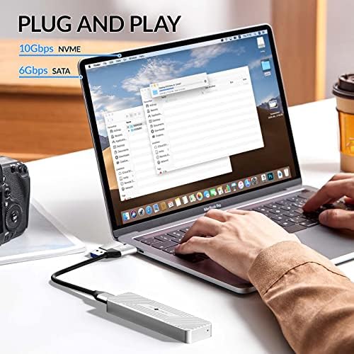Ultra-Fast M.2 SSD Enclosure – Supports NVMe 10 Gbps & SATA 6 Gbps | USB 3.1 Gen 2 with 5.9″ Cable | Versatile for 2230, 2242, 2260, 2280 SSDs | Enhanced UASP Performance | Durable Design for Optimal Heat Dissipation | Perfect for Upgrading Laptops & Portable Storage Solutions