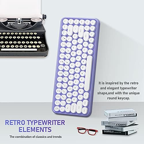 FELICON Retro Mini Wireless Bluetooth Keyboard – Portable 84-Key Typewriter Design for Android, i Pad, Windows & PC – Perfect Companion for Home & Office with Enhanced Compatibility and Rechargeable Battery