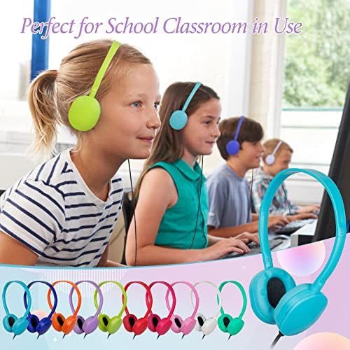 Bulk 24-Pack Kids Classroom Headphones – Durable Wired Earphones with Adjustable Headband for Enhanced Learning Environments (Black) – Ideal for Group Activities and Student Engagement