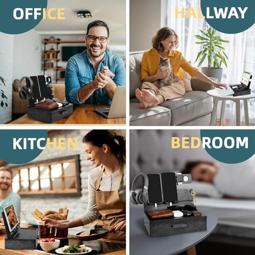 Elegant Wooden Phone Docking Station with Hidden Storage – Stylish Organizer for Modern Dads – Ideal Gift for Father’s Day, Birthdays & Anniversaries – Quick Charge Compatible Gadget for a Clutter-Free Space