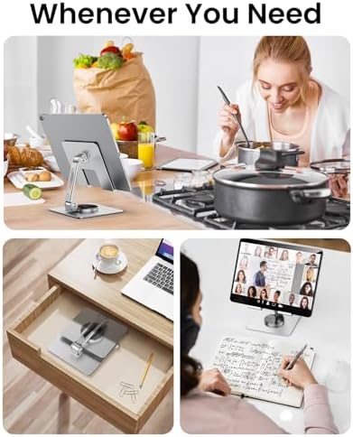 Revolutionize Your Tablet Experience with the TIRGIS 360° Rotating Adjustable Tablet Stand – Super Sturdy, Foldable & Portable Holder for Home and Office Use, Compatible with i Pad 9.7, 10.5, 12.9, i Pad Pro 11/12.9, Air, Mini, and Pro – Perfect Viewing Angle and Ergonomic Support for Enhanced Productivity
