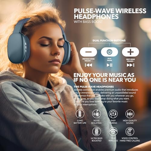RCA Wave-56 Wireless Over-Ear Headphones – Elevate Your Listening Experience with Hi-Res Audio, Enhanced Bass, and 20-Hour Battery Life, Featuring Innovative Transparency Mode for Seamless Surround Awareness, Ultra-Lightweight and Travel-Ready Design in Elegant White Finish