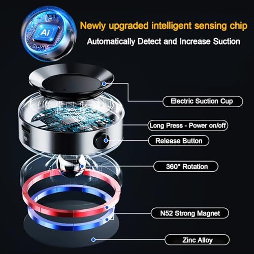 Revolutionary 360° Magnetic Phone Holder with Electric Suction Cup – Ultimate Versatile Mount for Cars, Gyms, and Bathrooms – Effortless Compatibility with Mag Safe i Phones and Android Devices – Experience Unmatched Stability and Hands-Free Convenience on Smooth Surfaces