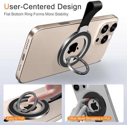 Mag Safe Universal Phone Grip & Kickstand for i Phone 12-16 Pro Max – Versatile Double-Sided Magnetic Holder for Secure Handling & Hands-Free Viewing in Gym, Kitchen & Beyond – Sleek Black Silicone Design for Stylish Convenience and Optimal Performance