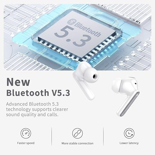 Premium Bluetooth 5.4 Noise Cancelling Earbuds – Hi-Fi Stereo Wireless Earphones with 40-Hour Playtime, 4 ENC Mics for Crystal Clear Calls, IP7 Waterproof Design, and Elegant White Finish with Smart LED Indicators for Ultimate Comfort and Style