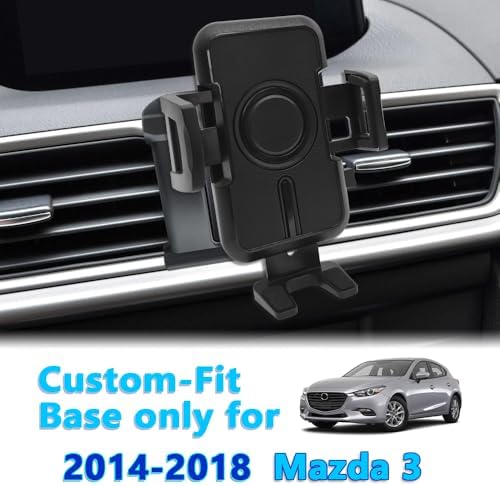 WAAPAK Enhanced Car Phone Holder Mount for 2014-2024 Mazda 3 – Ultimate Smartphone Cradle for Thick Cases, Effortless Installation, and Seamless Integration with Interior Design – Perfect for Navigation and Hands-Free Use