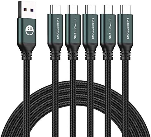 Premium 10 FT Braided USB Type-C Cable 5-Pack – High-Speed 3 A Fast Charging for Samsung Galaxy S10/S9/S8 Plus, Note 10/9/8, LG V50/V40/G8/G7 – Durable and Flexible Charge & Data Transfer Solution – Essential Accessory for Home, Office, and Travel