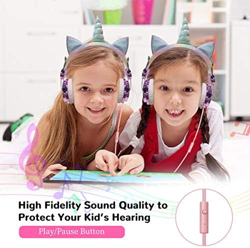 Magical Unicorn Over-Ear Headphones for Kids – Adjustable Wired Headset with Built-In Mic, Exceptional Sound Quality for School and Play – Ideal Gift for Girls and Teens’ Audio Adventures