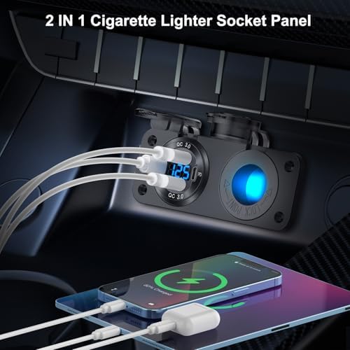 Revolutionary 2025 4-Port 12 V USB Outlet Panel: Dual PD3.0 & QC3.0 Car Charger with Integrated Voltmeter, Lighted 150 W Socket – Premium Aluminum DIY Kit for Boats, RVs & More, Ensuring Fast Charging & Robust Performance on Every Journey