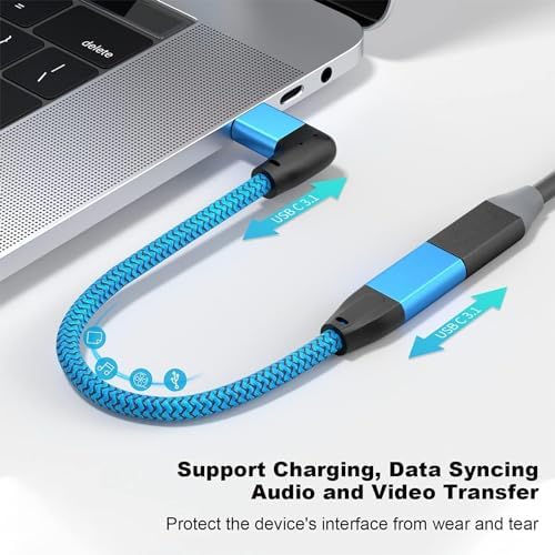 Effortlessly Enhance Your Connectivity with Use Bean 0.6 FT Right Angle USB C Extension Cable 2-Pack – 90-Degree Gen2 20 Gbps Fast Data Transfer for i Phone 16/15, Mac Book, i Pad Pro/Air, Galaxy S25/S24 – Perfect for Tight Spaces and Seamless Charging Solutions