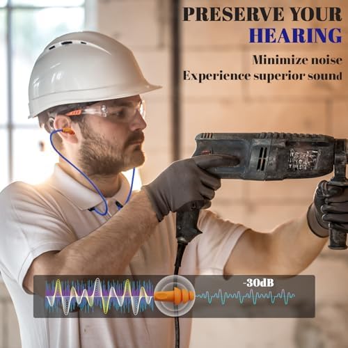 Professional Bluetooth Earplug Headphones with Neckband – 20-Hour Long-Lasting Sweatproof Wireless Earbuds for Construction and Workplace Safety – Superior Noise Reduction, Integrated Mic & User-Friendly Controls for Effortless Connectivity – Perfect for High-Noise Environments