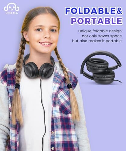 C3 Kids Foldable Wired Headphones – Lightweight On-Ear Design with Adjustable Headband for Optimal Comfort – Ideal for School, Home, and Travel – 3.5 mm Jack Compatible with Tablets and Laptops – Safe Sound Experience with Volume Limiter for Young Listeners