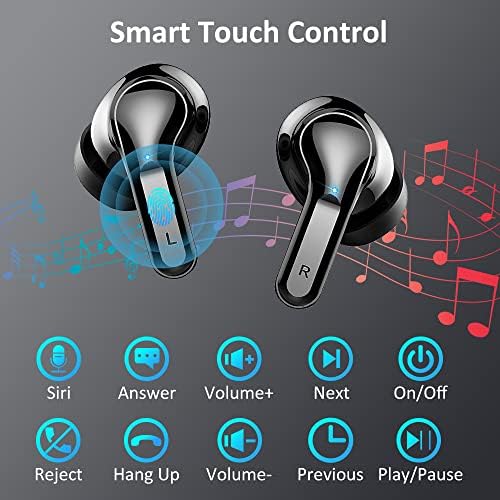Premium Bluetooth 5.3 Wireless Earbuds with Deep Bass and Enhanced Noise Cancelling – Mini Sport Earphones with 40 Hours Playtime, USB-C Charging Case, and Dual LED Display for Ultimate Connectivity and Sound Clarity
