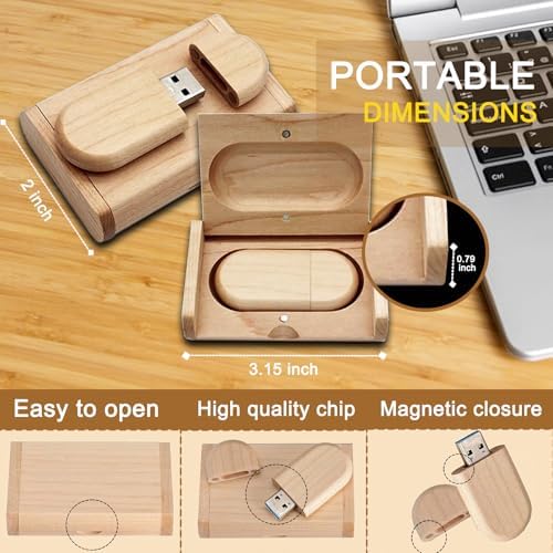 Elegant Maple Wood USB 3.0 Flash Drive – 32 GB Super-Speed Jump Drive Box by FEWINA, Perfect Gift for Photographers, Stylish Data Storage Solution for Weddings, Anniversaries, and Birthdays, Unique Wooden USB Stick with Enhanced Compatibility