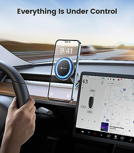 VICSEED Tesla Phone Mount – Ultimate Magnetic Holder for Model 3/Y/Cybertruck – Foldable and Sleek Design for All Phones Including Mag Safe – Secure, Stylish, and Tool-Free Installation for Enhanced Driving Safety and Convenience