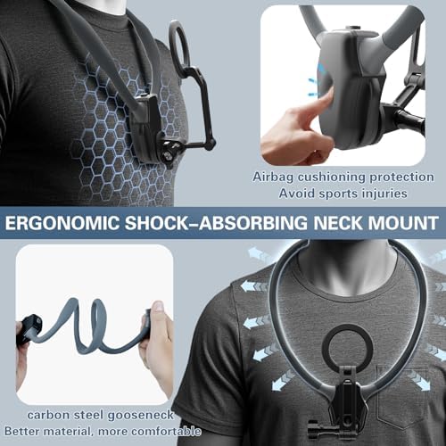 Beviliu Hands-Free Magnetic Neck Phone Holder for Seamless Content Creation – Ideal for Vloggers, Chefs, and Adventurers | Compatible with i Phone 12-16, Android, Go Pro, and Insta360 | Lightweight Adjustable Chest Strap for Comfort and Stability During POV Video Filming