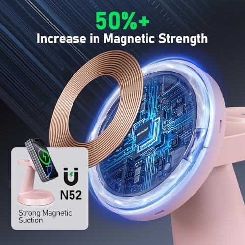 Sleek Pink 3-in-1 Wireless Charging Station for Apple Devices – 15 W Mag Safe Fast Charger Stand for i Phone 16/15/14/13/12, Air Pods & i Watch – Magnetic Alignment for Effortless Power-Up & Clutter-Free Workspace