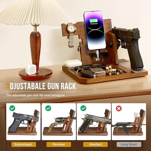 ONETIGRIS Nightstand Organizer, Gifts for Men Women Dad Husband Son Boyfriend Wife, Wood Phone Docking Station Gifts for Father’s Day, Birthday Mother’s Day and Valentine’s Day – Enhanced Compatibility and Speed