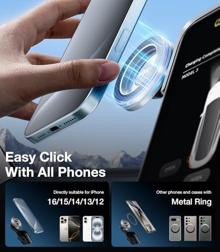Wigoo Tesla Magnetic Phone Mount – Ultimate Hands-Free Holder for Model 3/Y/X/S – Secure, No-View Obstruction Design for i Phone & Android – Enhanced Compatibility, Effortless Installation, Premium Quality Materials