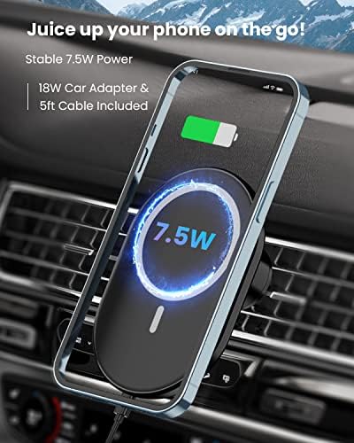 Magnetic Wireless Car Charger for i Phone 14/13/12 Series – Joy Geek Air Vent Mount with 18 W Fast Charging and Mag-Safe Compatibility in Ink Black – Effortless Attachment, Enhanced Safety, and Sleek Design for Ultimate Convenience on the Road