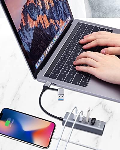 Ultimate 5-in-1 USB C Hub with 4 K HDMI & 4 USB 3.0 Ports – The Essential Multiport Adapter for Enhanced Productivity on Mac Book Pro, Mac Book Air, i Mac, i Pad, XPS & More – Seamless Connectivity, Fast Data Transfer & Travel-Friendly Design